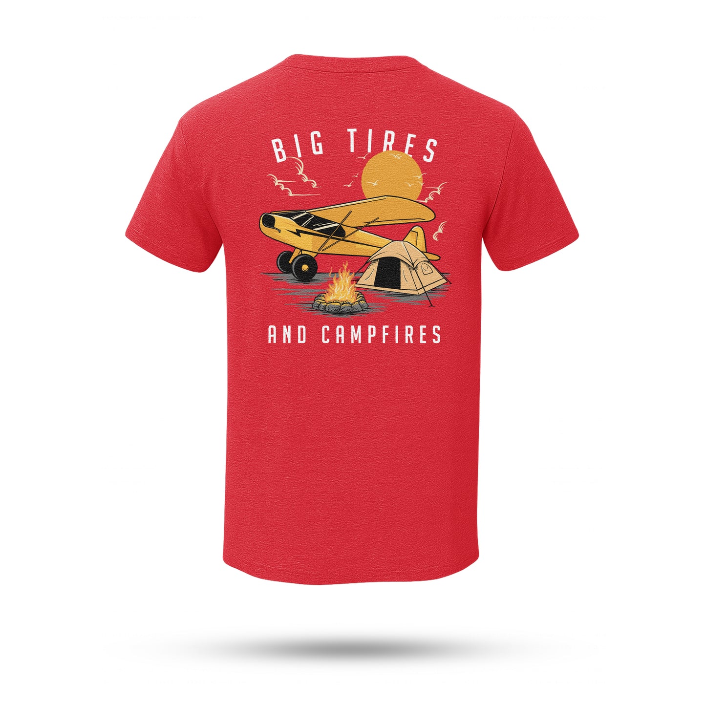 Big Tires and Campfires T-Shirt – Adventure and Exploration, Casual Unisex Tee, Perfect Gift for Loved Ones, Everyday Wear, Eco-Friendly Fashion