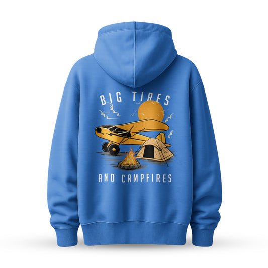 Big Tires and Campfires Hoodie, Cozy Sweatshirt, Perfect for Gifting, Casual Style, Fall Wardrobe Essential, Love-themed Apparel